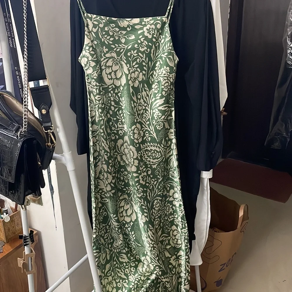 ZARA Green Floral Midi Dress | NWOT - Picture 11 of 14